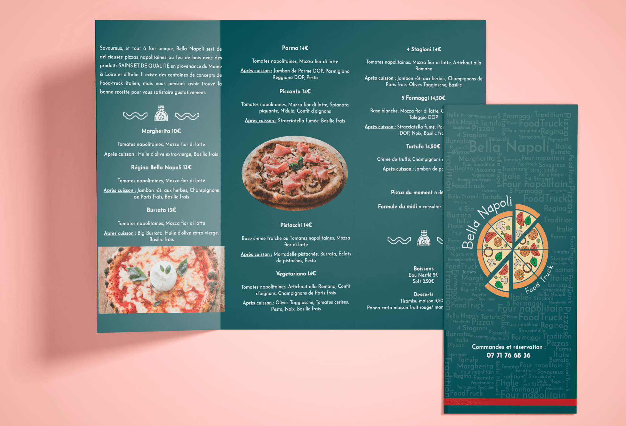 Projet Bella Napoli - Food truck Angers - flyer menu - Fraischeur
