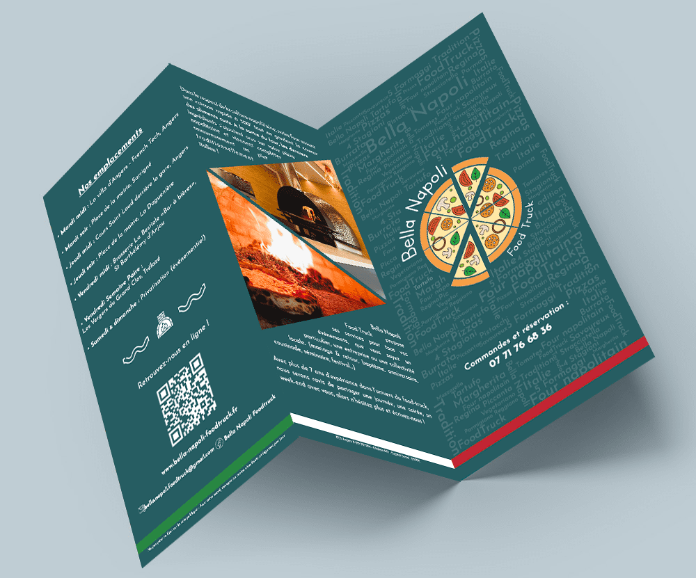 Projet Bella Napoli - Food truck Angers - flyer menu - Fraischeur