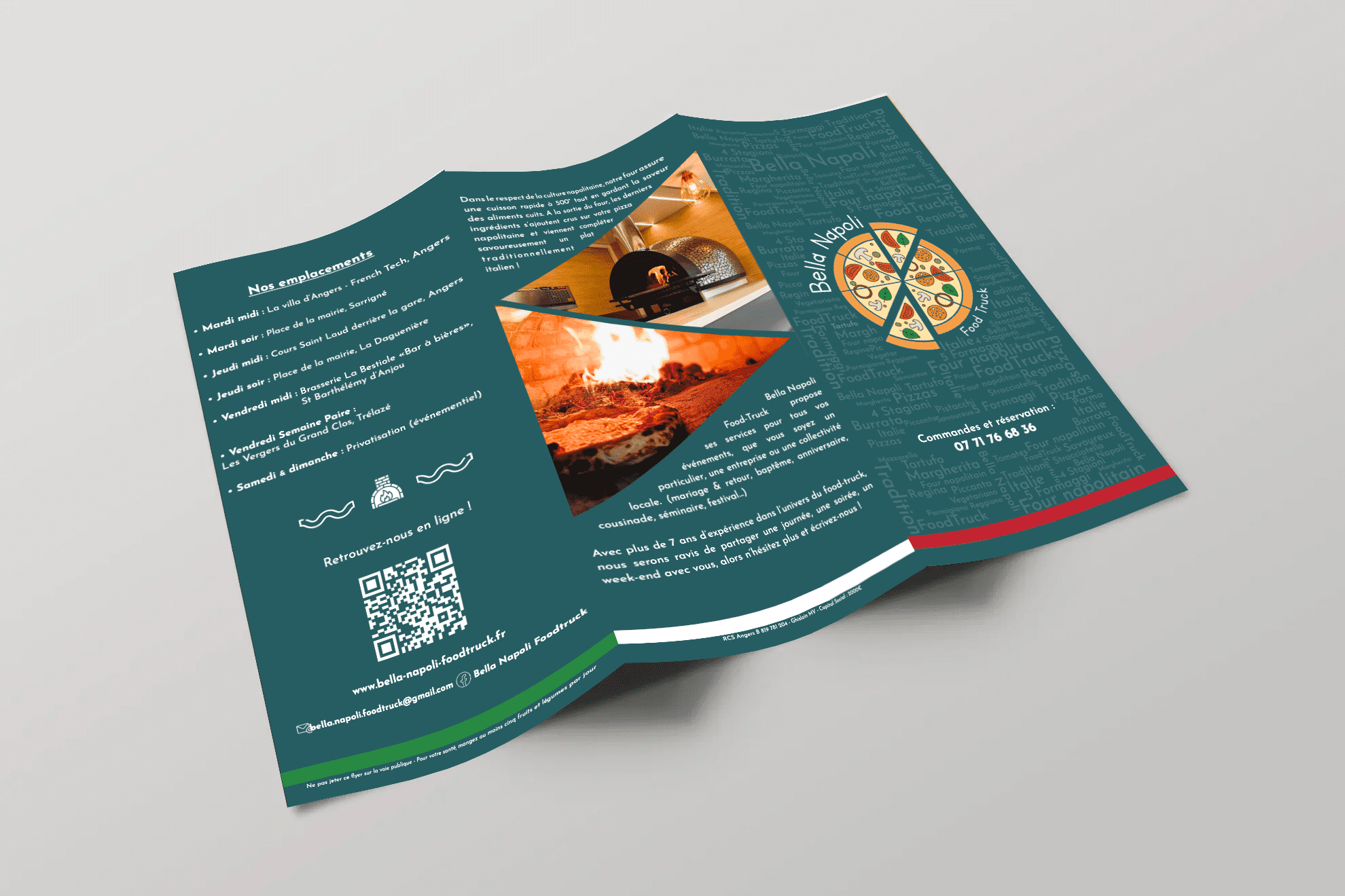 Projet Bella Napoli - Food truck Angers - flyer menu - Fraischeur